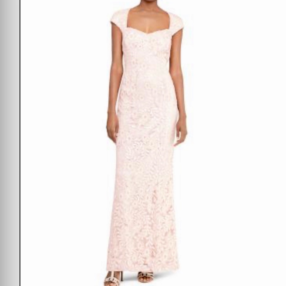 LAUREN RALPH LAUREN Blush Sequined Cutout-Back Gown